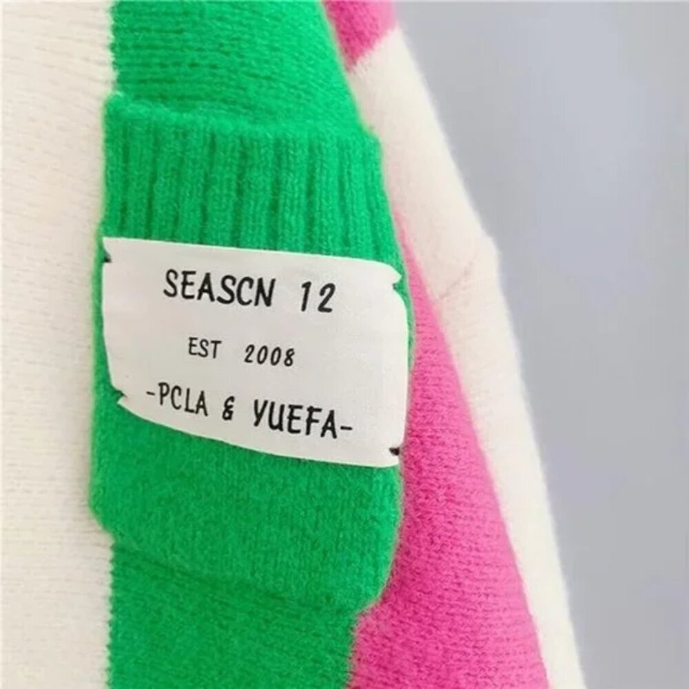 Watermelon Boxy Color Block Colourful Cardigan Sweater - Picture 3 of 5